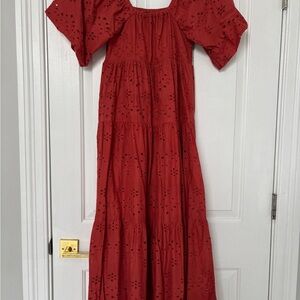 Elegant  dust orange Eyelet Maxi Dress